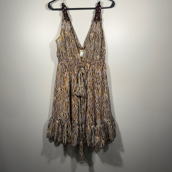 Moon Collection Dresses & Skirts - Moon Collection Dress Brown Yellow White‎ Tiger Print Sleeveless Medium